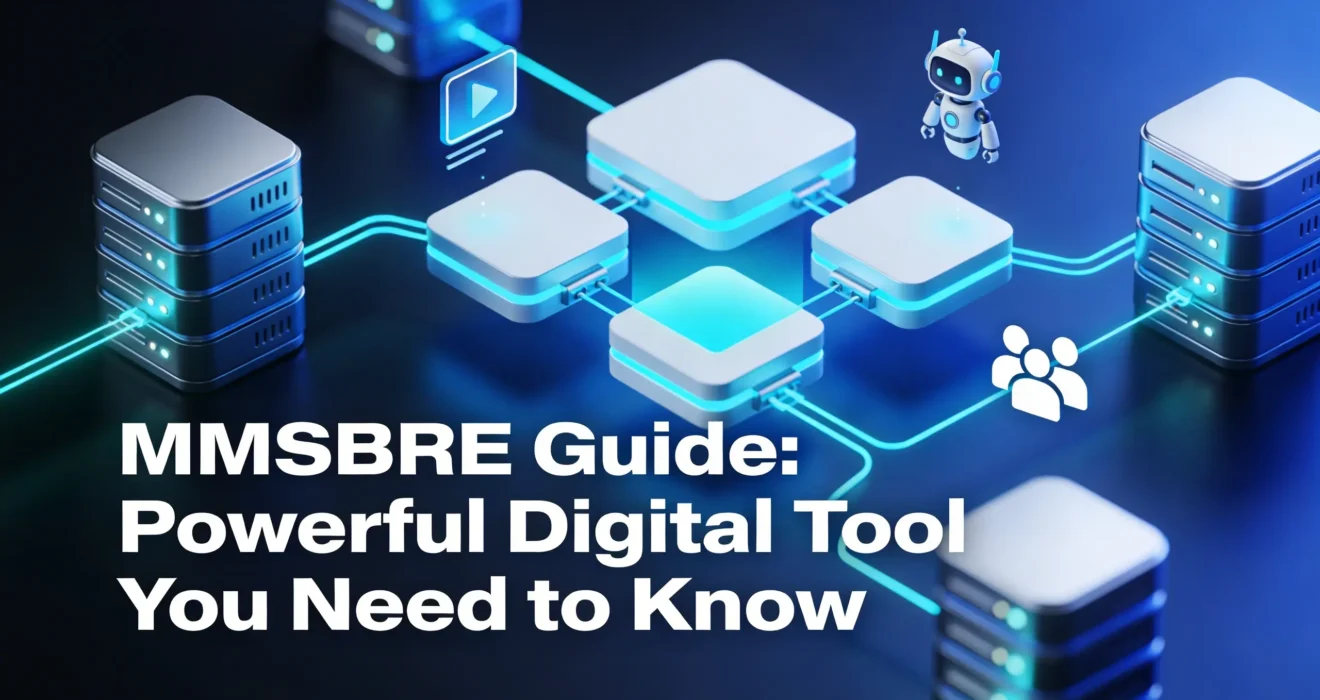 MMSBRE digital streaming relay and modular business ecosystem concept showing connected server nodes and workflow automation