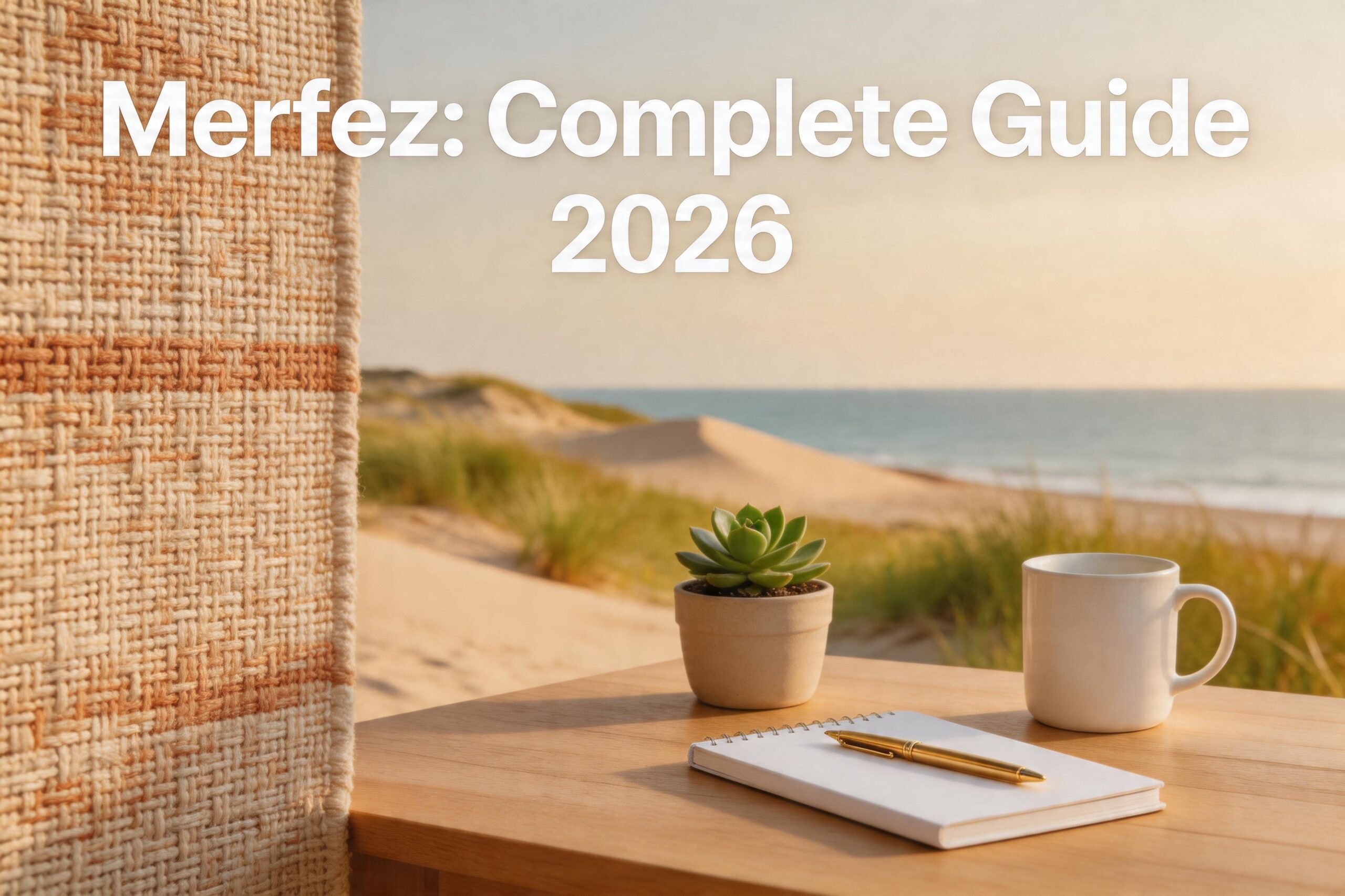 Merfez concept visual showing productivity creativity artisan design and coastal travel unified under one intentional modern framework 2026