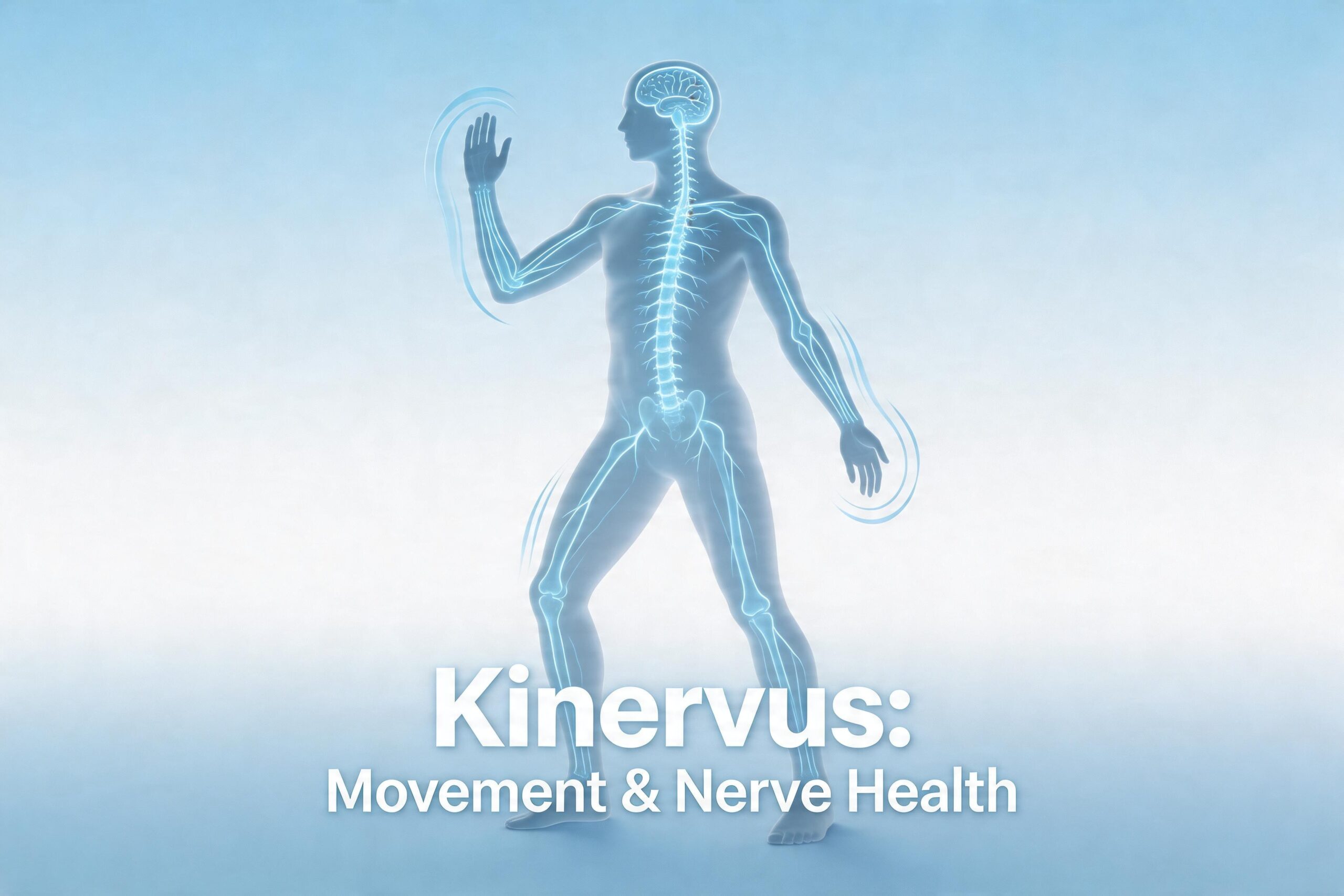 Kinervus concept showing the connection between human movement and nervous system function for health and rehabilitation