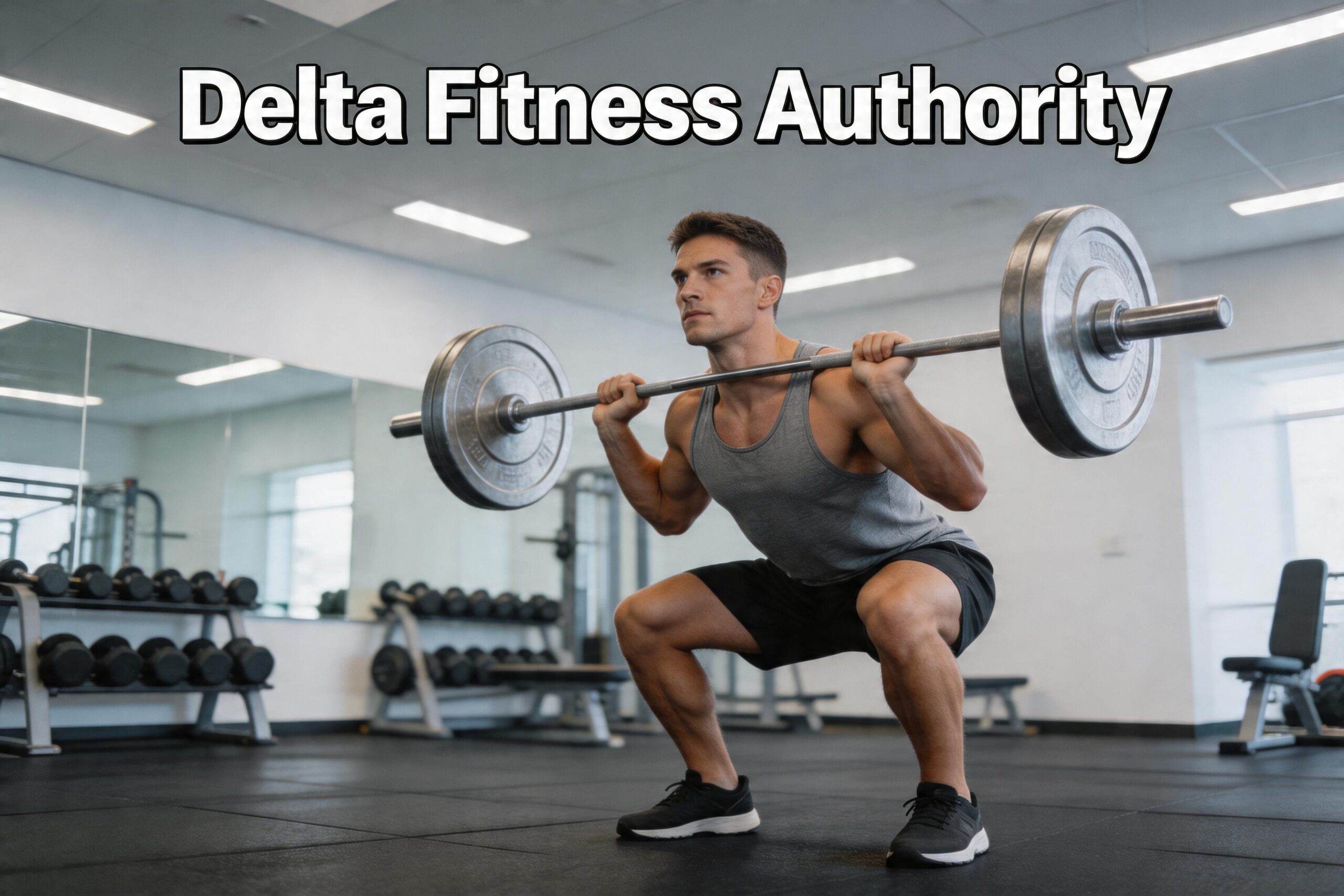 Delta Fitness Authority structured training system showing athlete in gym performing progressive strength workout