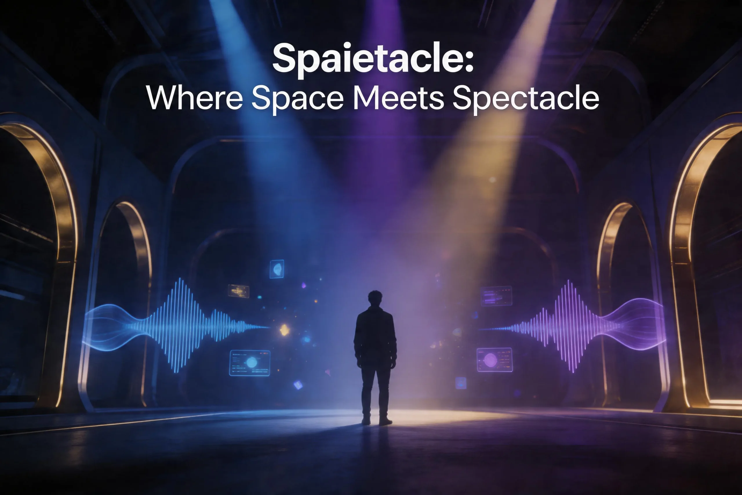 Spaietacle concept showing immersive space and spectacle experience with light, sound, and audience engagement