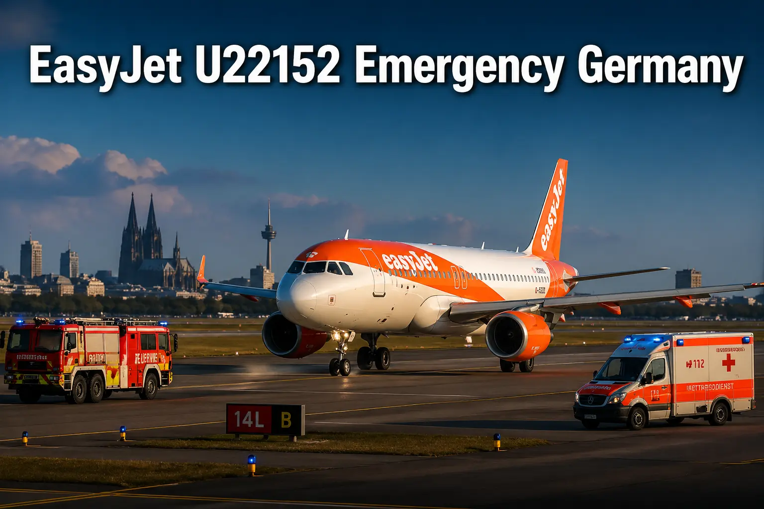 EasyJet U22152 emergency Germany — EasyJet Airbus A320 making emergency diversion landing at Cologne Bonn Airport August 2025