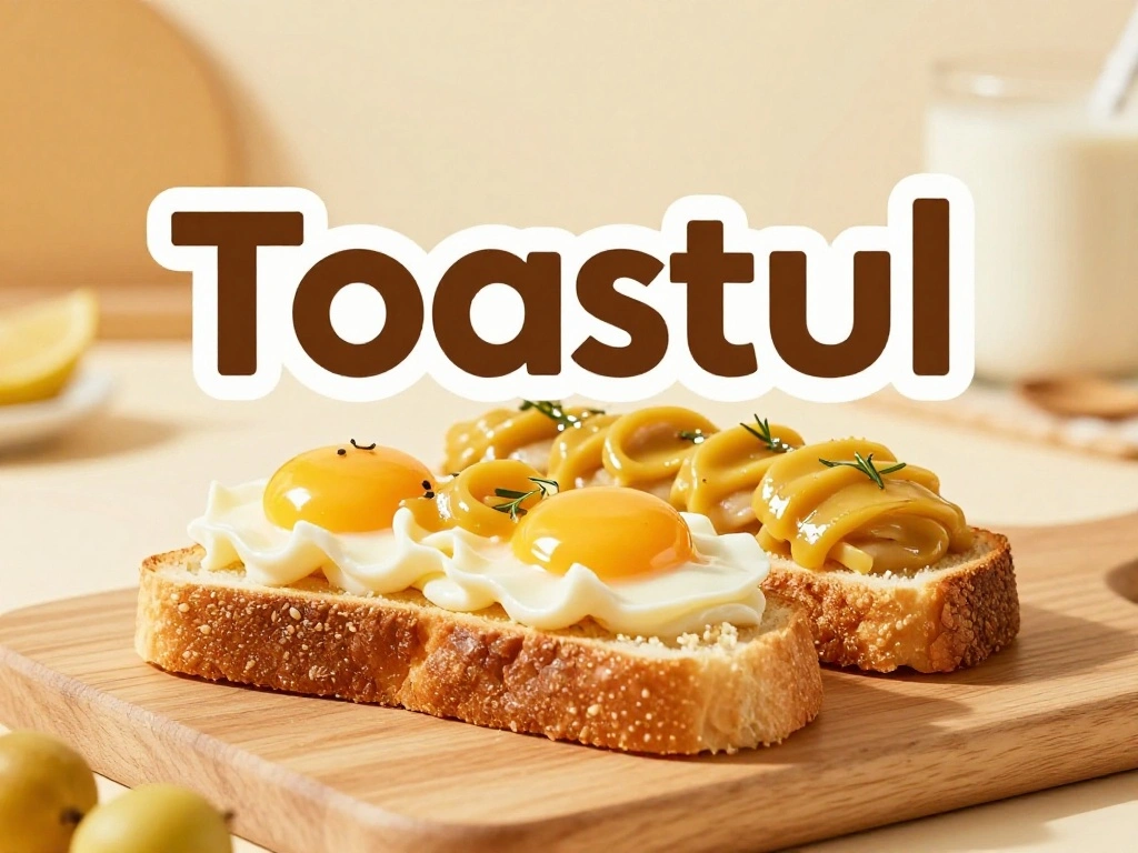 Toastul concept showing modern toast-based food and creative branding identity in warm tones,