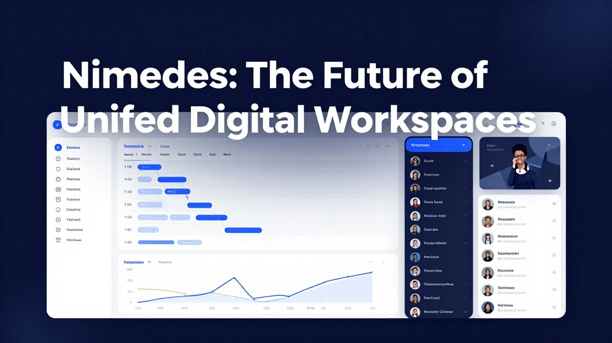 Nimedes unified digital platform showing project management automation and team collaboration tools for businesses