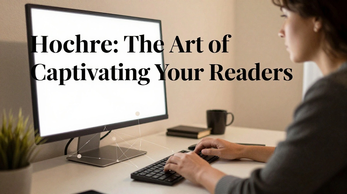 Hochre content writing strategy showing a writer crafting engaging, reader-focused articles for US audiences,