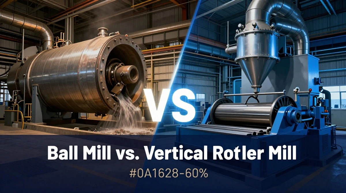 Ball mill vs vertical roller mill comparison showing grinding system efficiency in cement production line