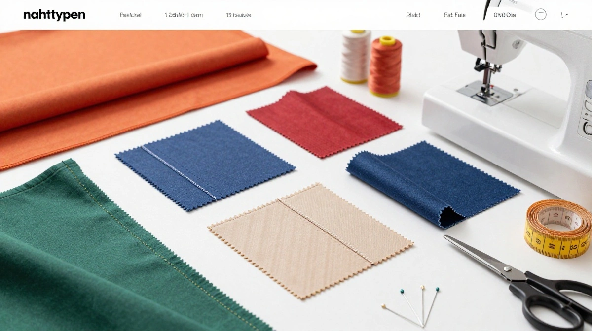 Nahttypen illustration showing multiple seam types used in garment construction, textile manufacturing, and professional sewing applications