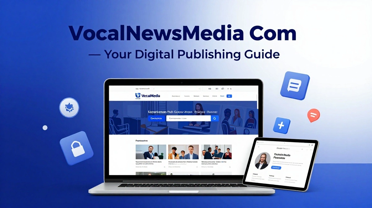 VocalNewsMedia com independent digital publishing platform overview showing news and content categories, 2026