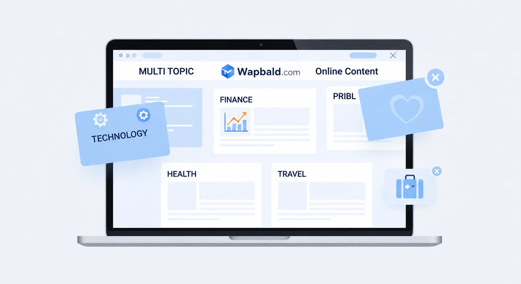 Illustration representing coolkingzone.com, a multi-topic content platform covering technology, finance, health, and travel