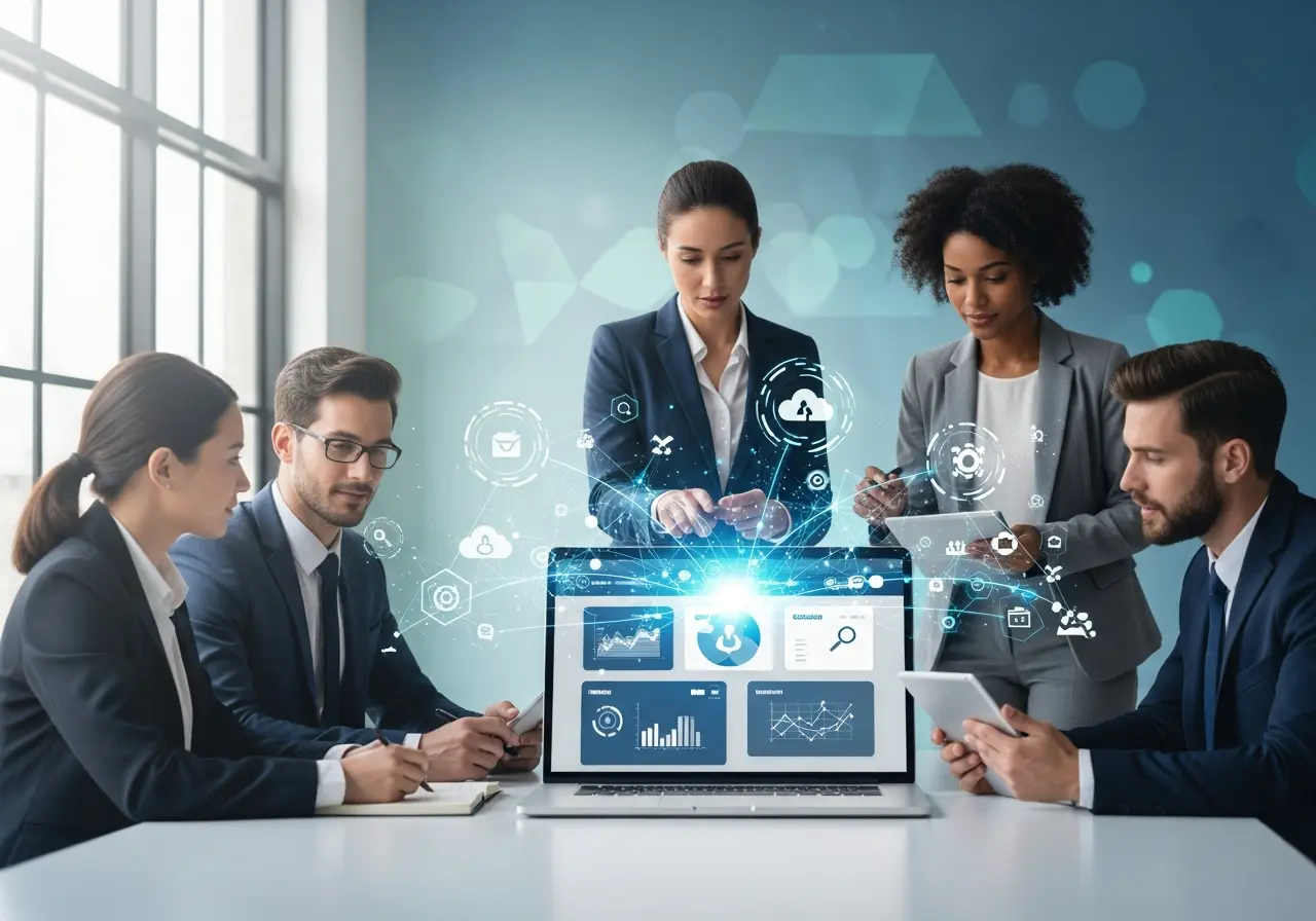 Kompama digital platform interface illustrating online information sharing, cloud technology, and modern digital innovation for users.