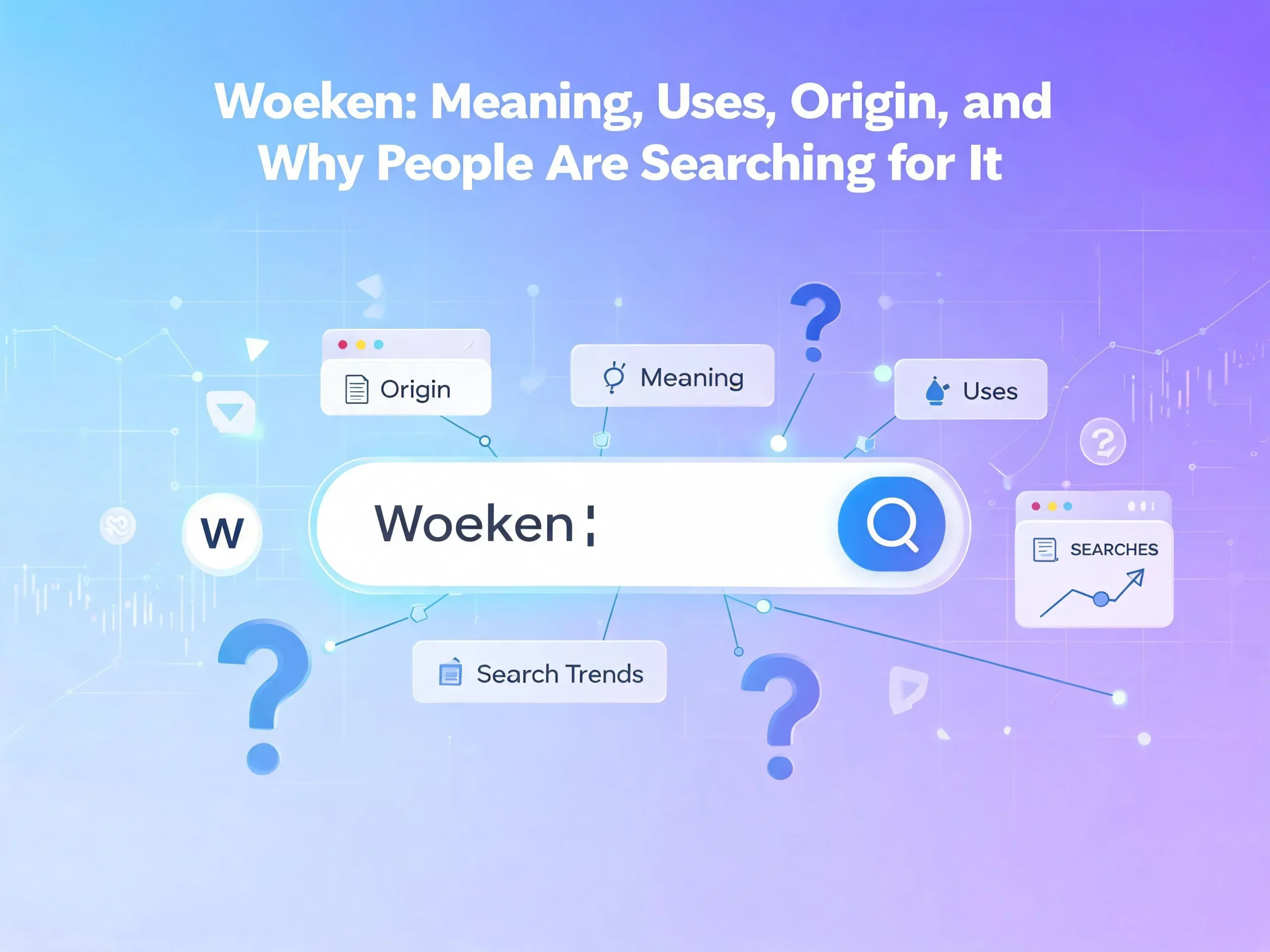 Woeken meaning, origin, online branding, digital identity, and internet search trends illustrated in a modern featured image.