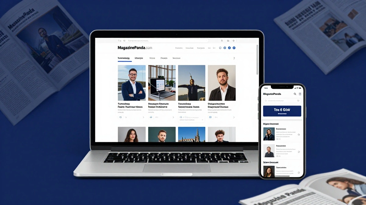 MagazinePanda.com digital magazine platform featuring technology, lifestyle, business, travel, and online publishing content.
