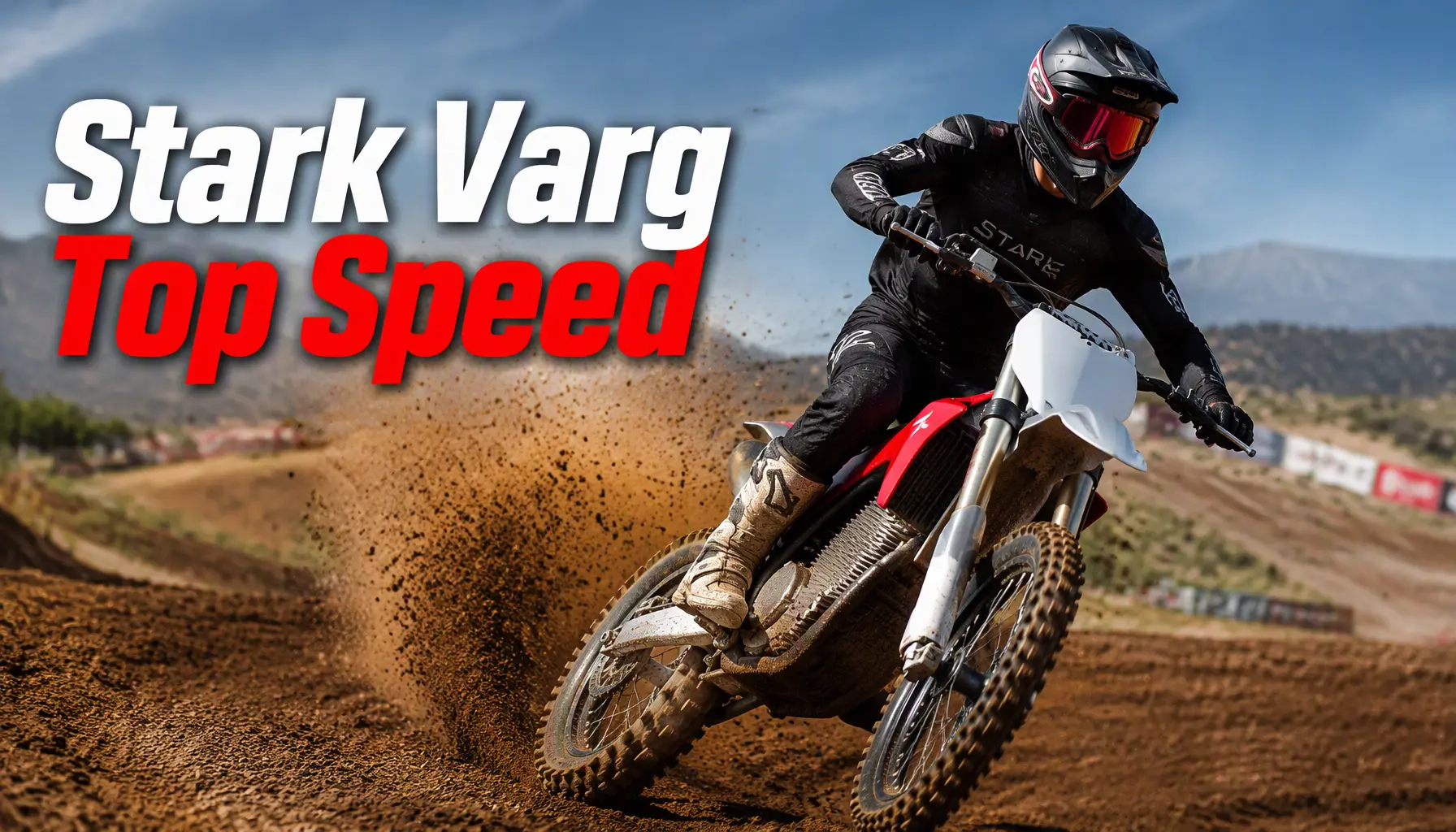 Stark Varg top speed electric motocross bike racing at high speed on a dirt track